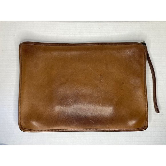 COACH NYC Vintage Brown Leather Clutch Wristlet - Picture 1 of 12